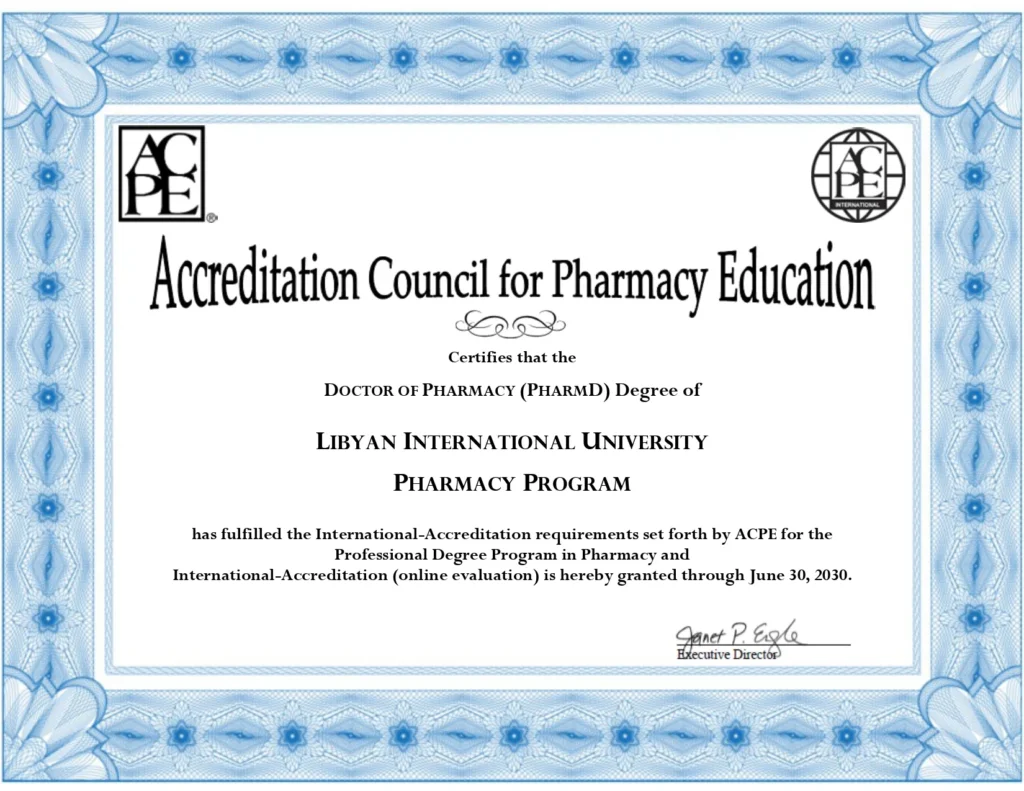 International Accreditation Renewal for the PharmD Program
